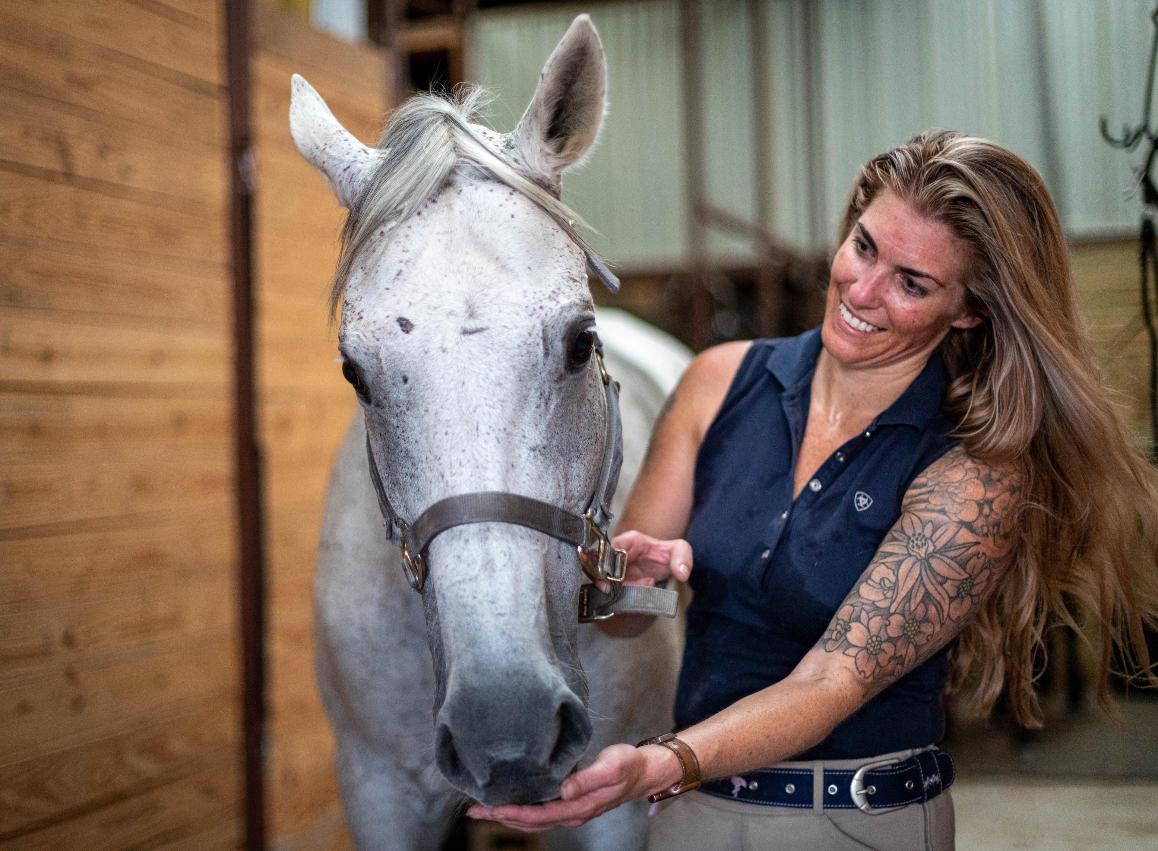 A horse receiving thoughtful care
